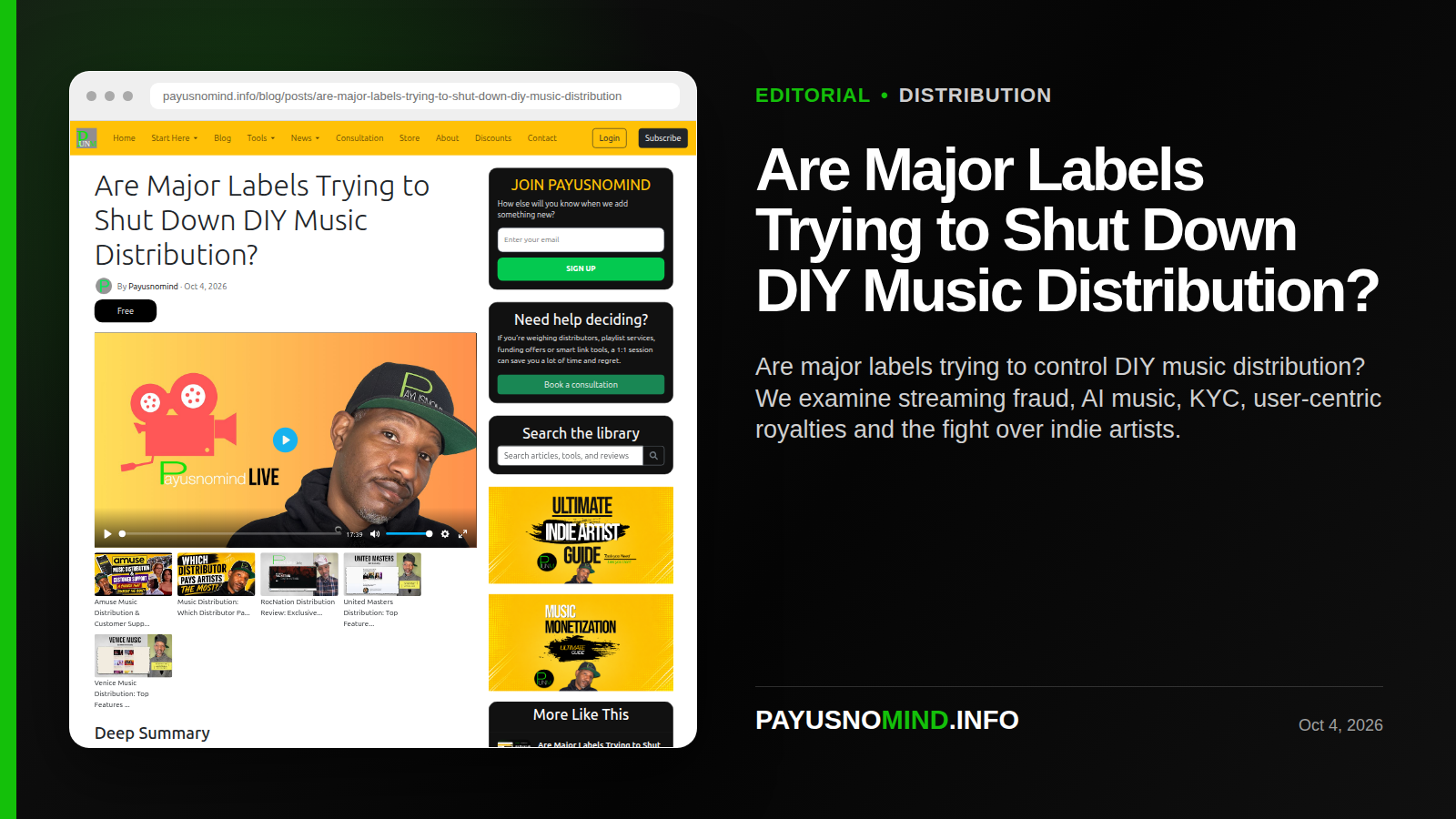 Are Major Labels Trying to Shut Down DIY Music Distribution? thumbnail