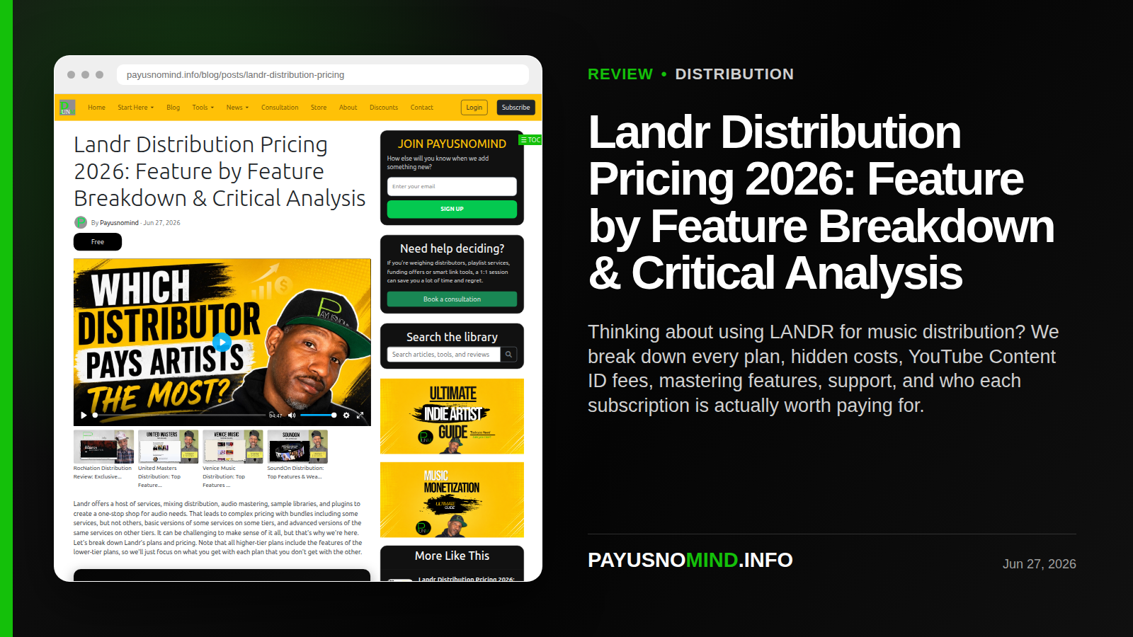 Landr Distribution Pricing 2026: Feature by Feature Breakdown & Critical Analysis thumbnail