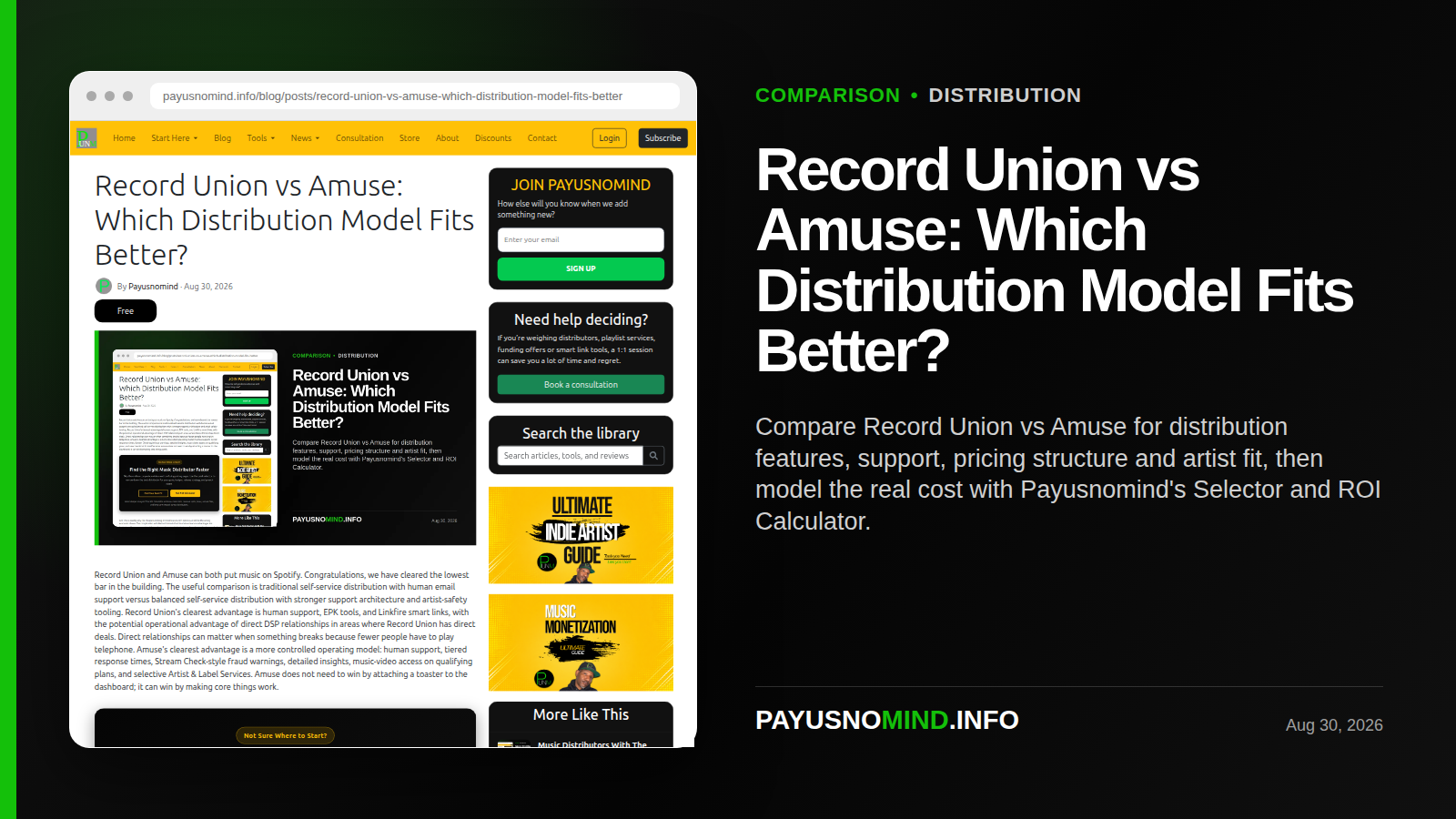 Record Union vs Amuse: Which Distribution Model Fits Better?