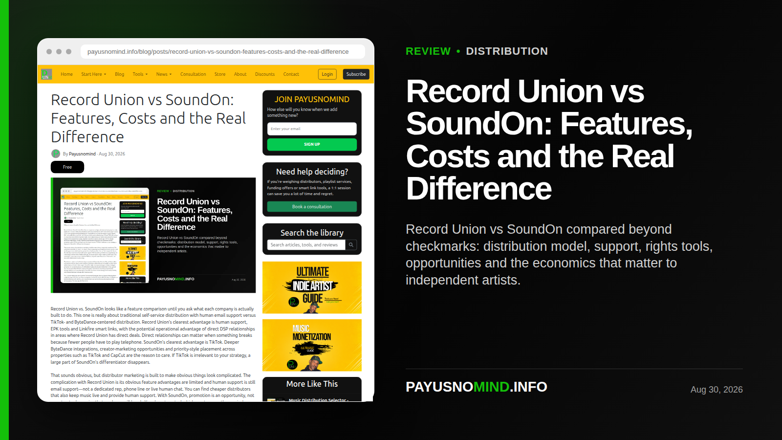 Record Union vs SoundOn: Features, Costs and the Real Difference