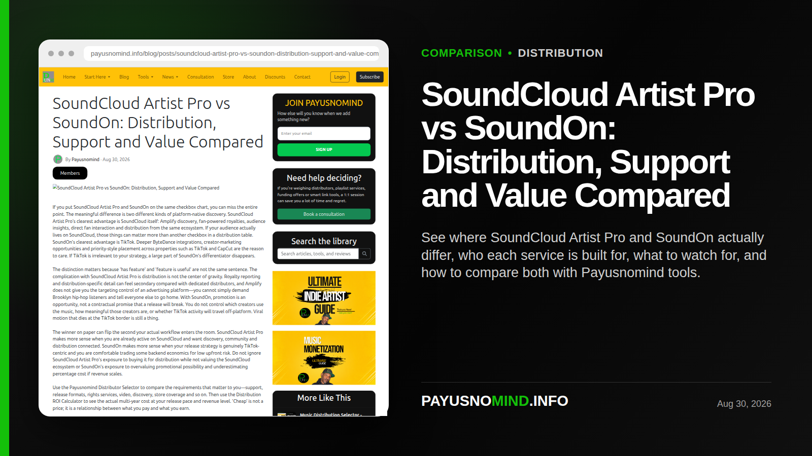 SoundCloud Artist Pro vs SoundOn: Distribution, Support and Value Compared