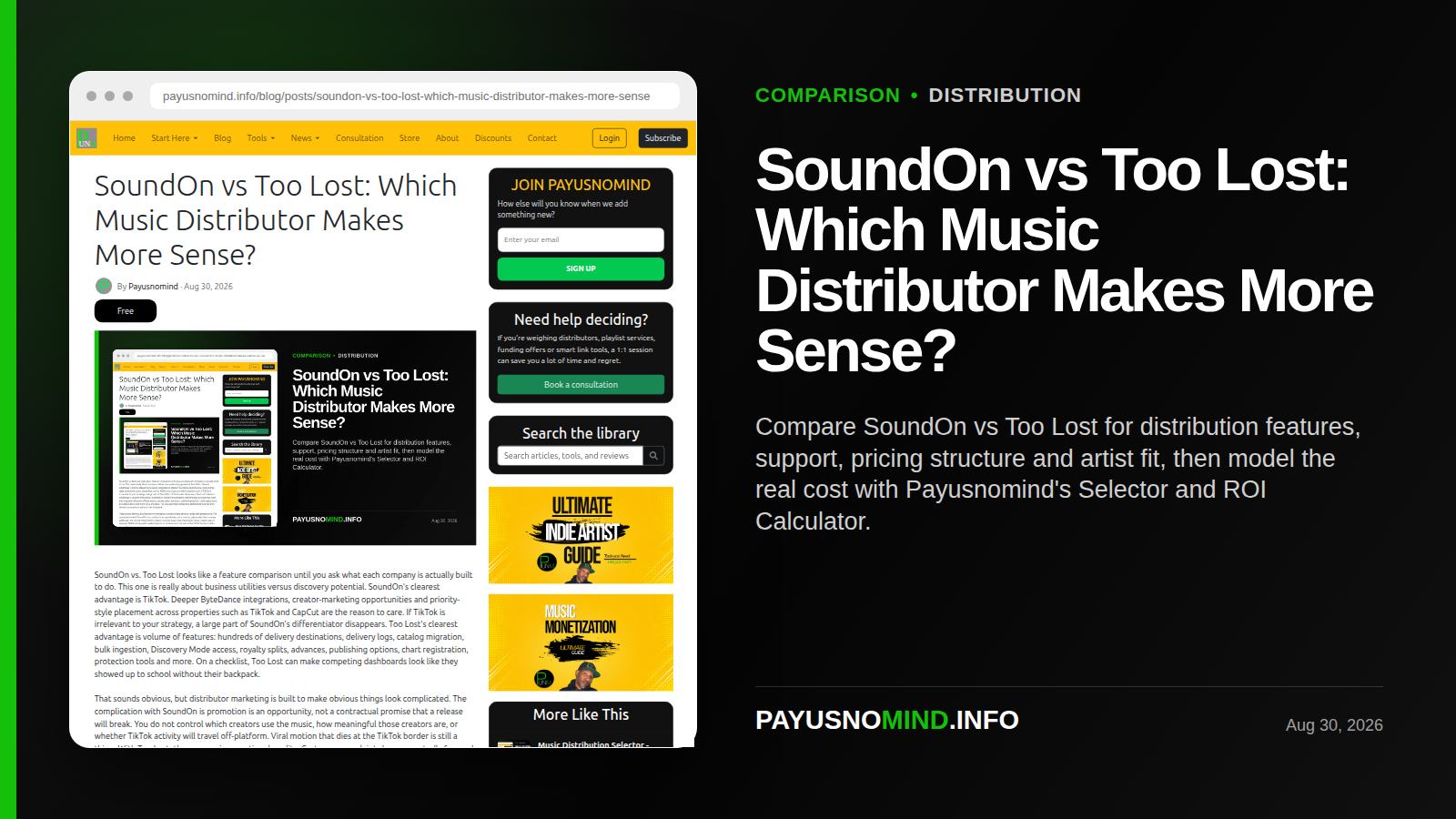 SoundOn vs Too Lost: Which Music Distributor Makes More Sense?