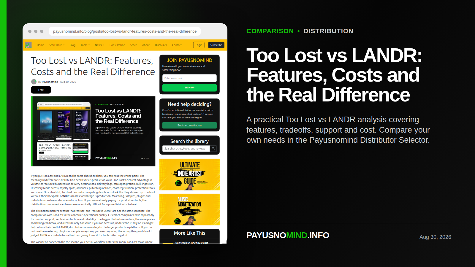 Too Lost vs LANDR: Features, Costs and the Real Difference thumbnail