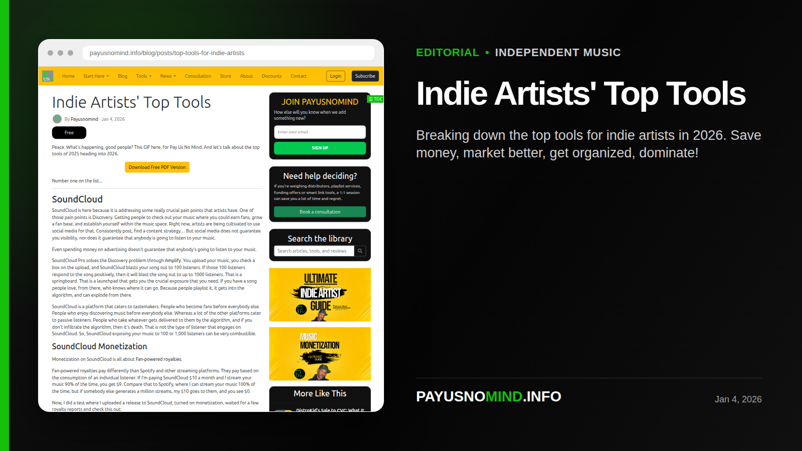 Indie Artists' Top Tools