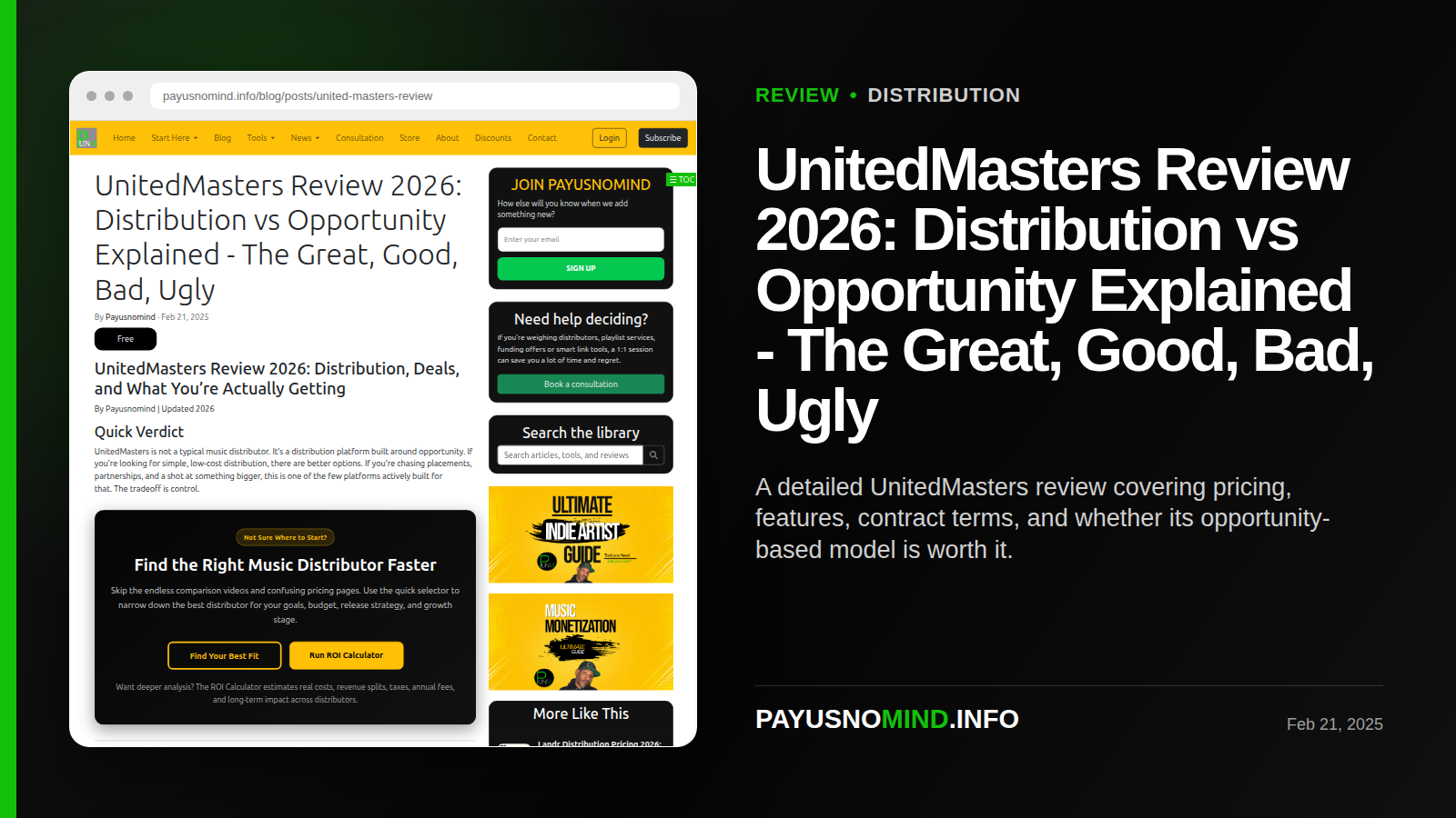 UnitedMasters Review 2026: Distribution vs Opportunity Explained - The Great, Good, Bad, Ugly thumbnail