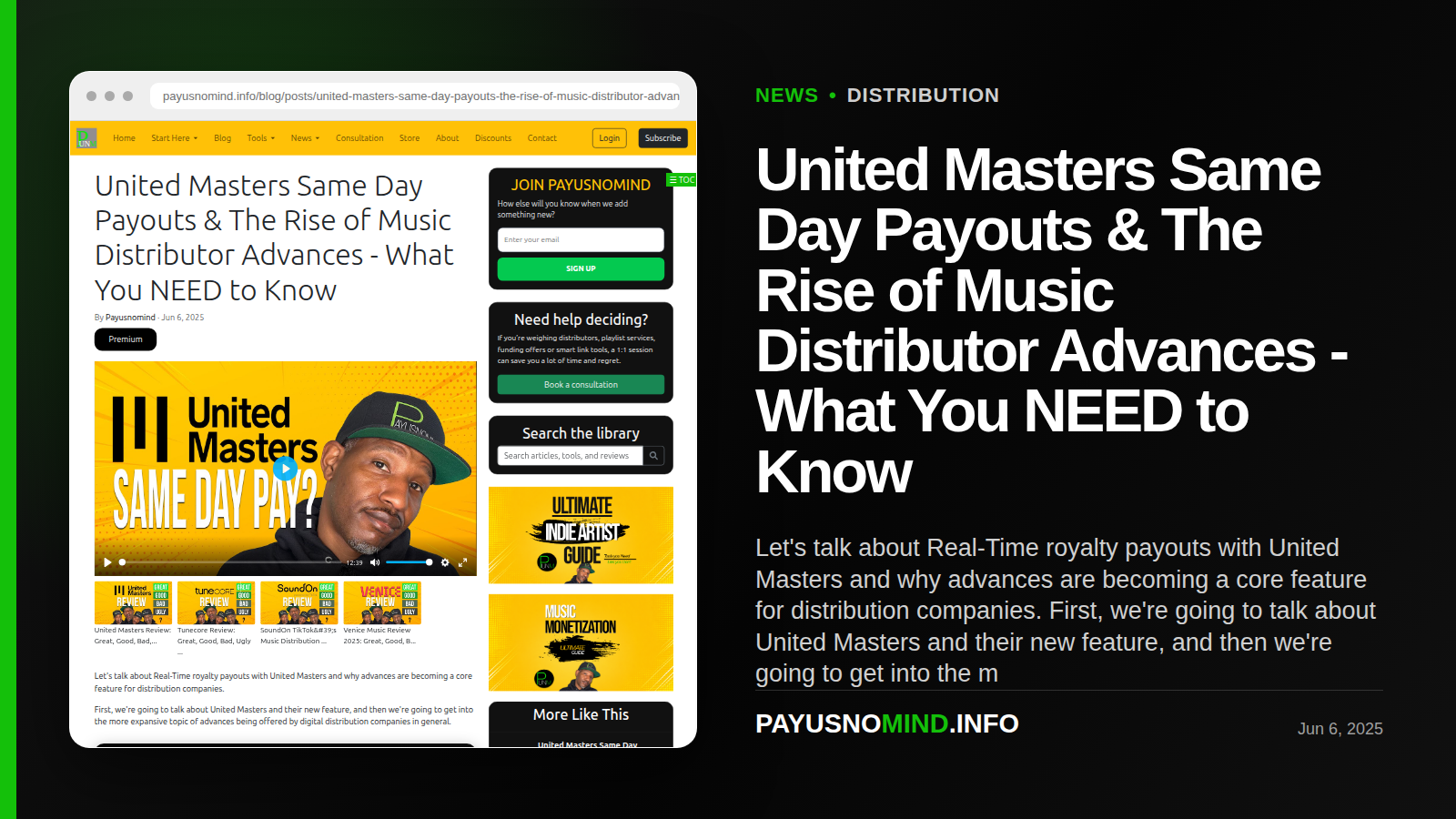 United Masters Same Day Payouts & The Rise of Music Distributor Advances - What You NEED to Know