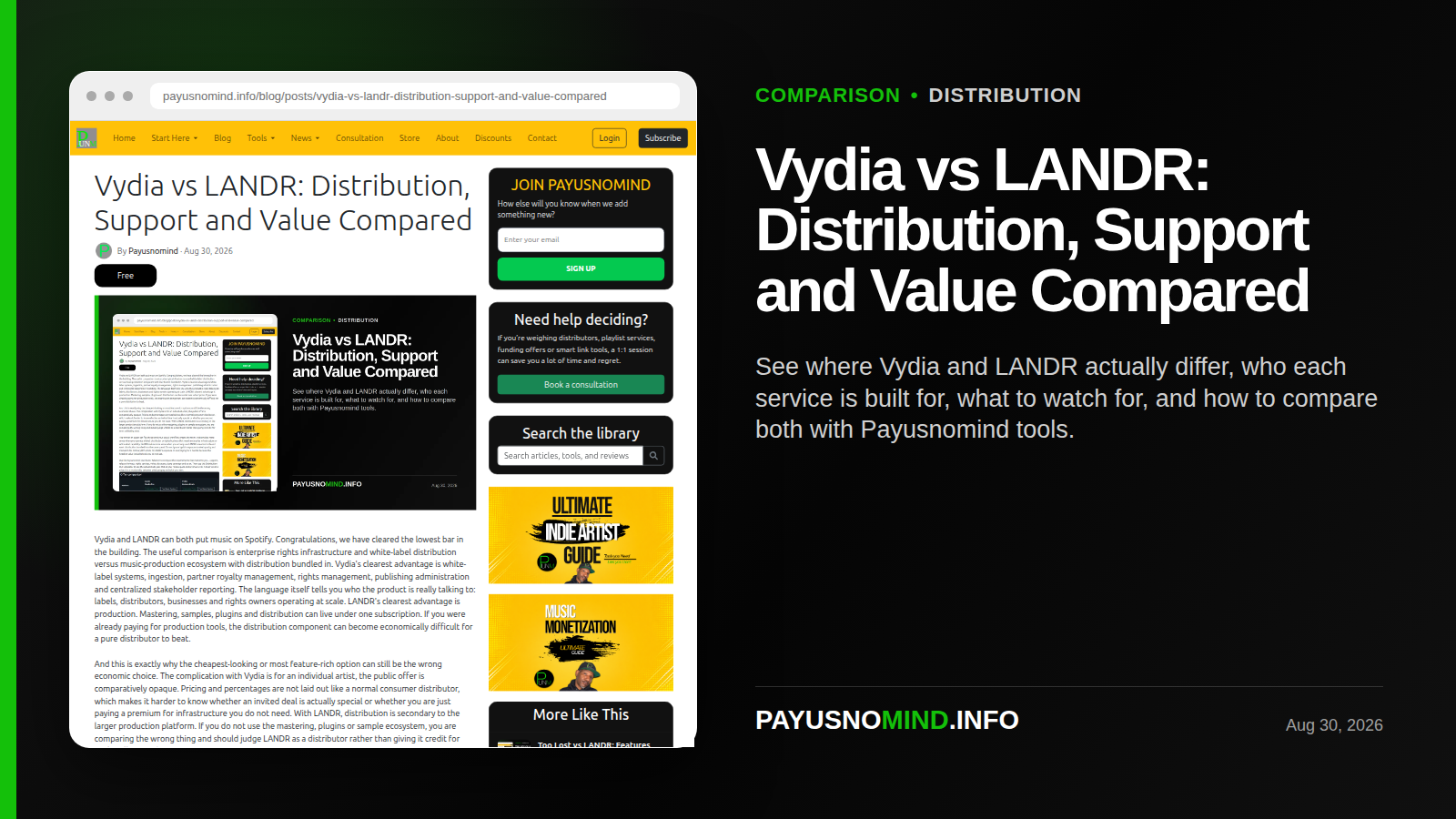 Vydia vs LANDR: Distribution, Support and Value Compared thumbnail