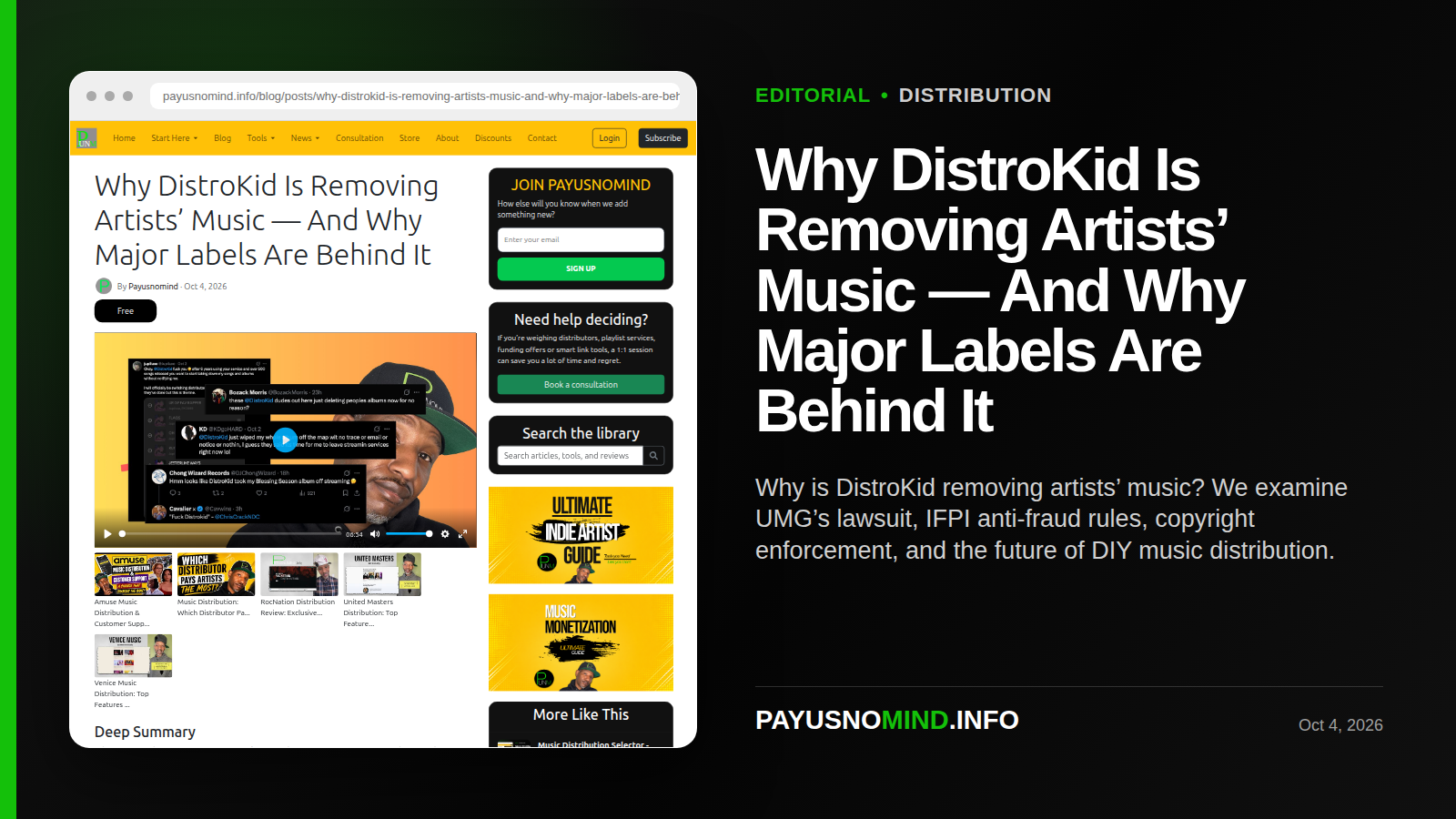 Why DistroKid Is Removing Artists’ Music — And Why Major Labels Are Behind It thumbnail